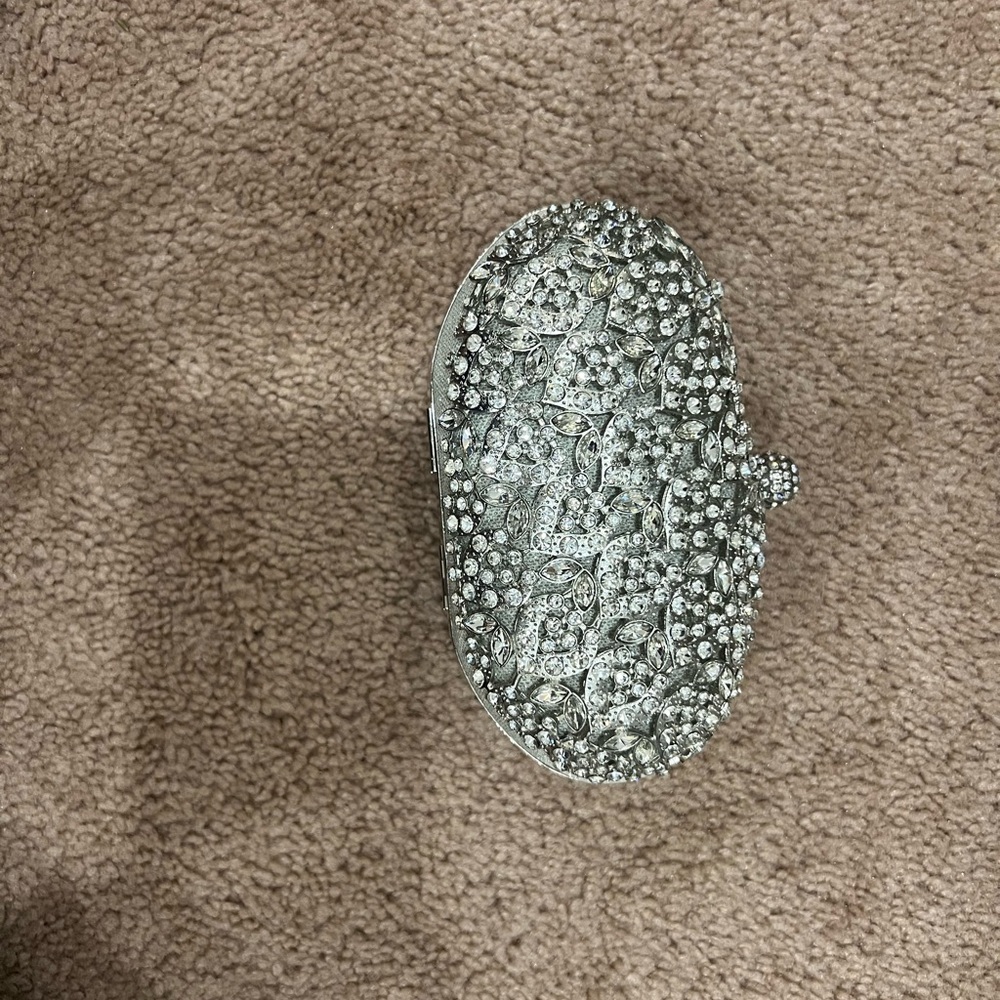 Elegant Silver Crystal Clutch